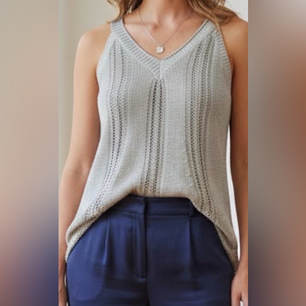 TOP of Simply Couture,  Gray Ribbed Sleeveless Tank Top